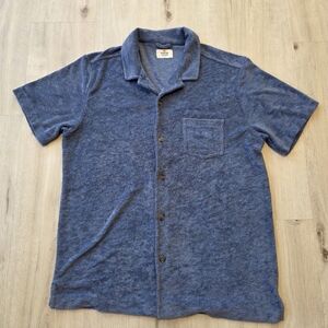 Marine Layer Terry Cloth Short Sleeve Shirt Men's Size M/L Blue